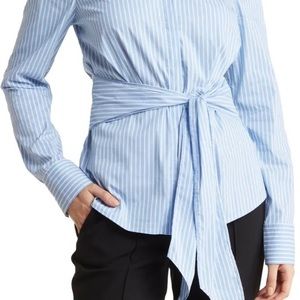 ELLEN TRACY Tie Front Poplin Shirt